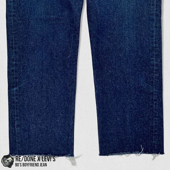 RE/DONE x LEVI’S 90’S BOYFRIEND JEAN IN INDIGO RECONSTRUCTED VINTAGE DENIM 26 - Picture 6 of 16